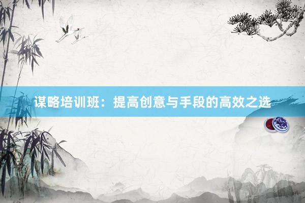 谋略培训班：提高创意与手段的高效之选